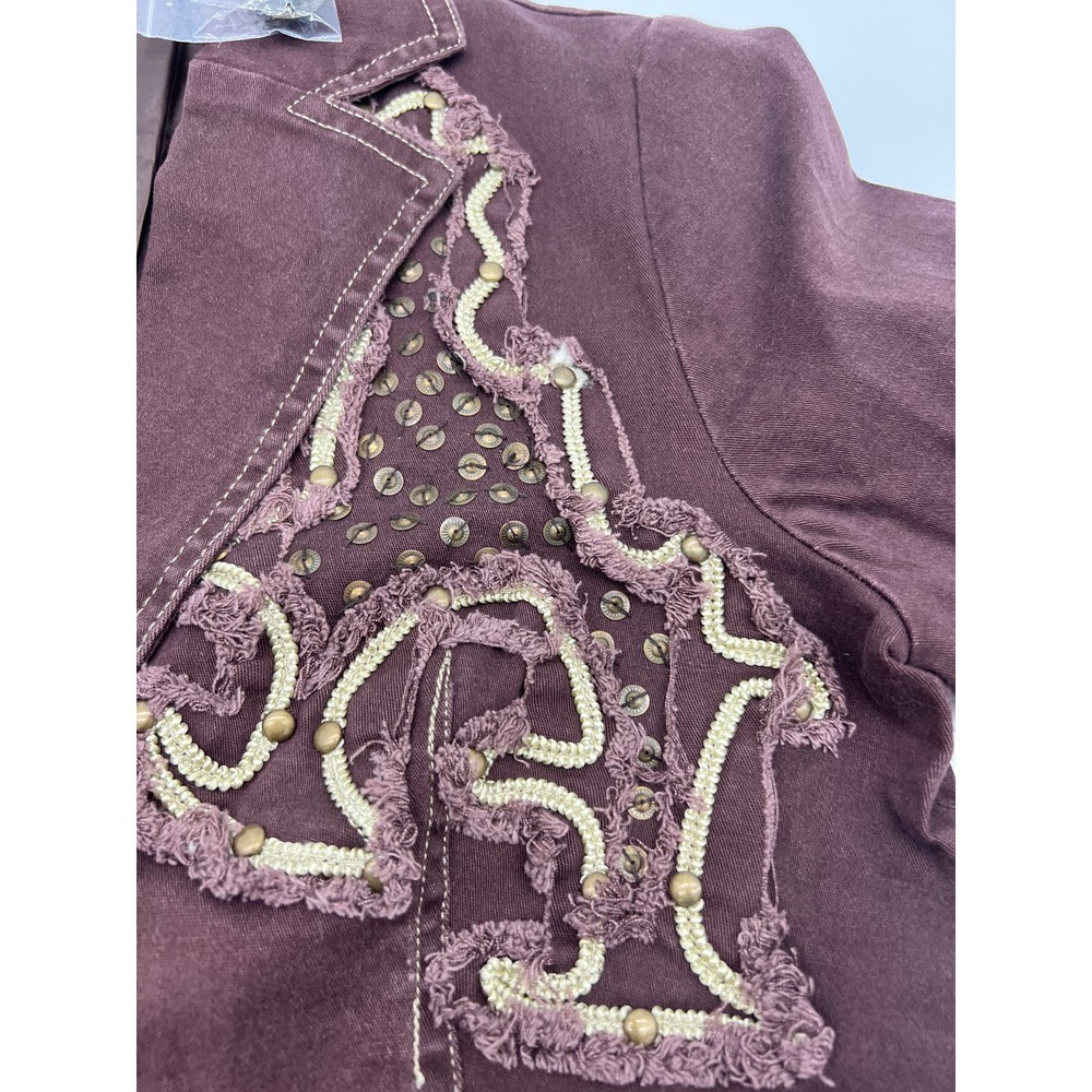 NWT Aziz Burgundy Blazer Jacket Size S - Picture 4 of 12